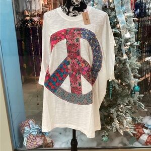 Natural Life White Peace Sign Graphic T-Shirt